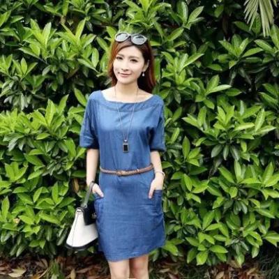 ĐẦM JEAN DENIM DÁNG SUÔNG TAY LỠ - J.42